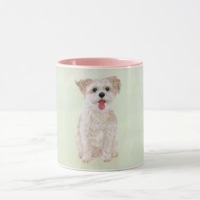 Caneca Morkie Dog Pink Combo Mug (Centro)