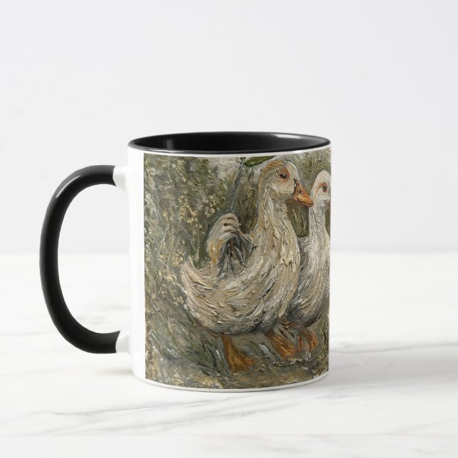 Caneca Morning Commute Whimsical Farmhouse Duck Rainy Day (Esquerda)