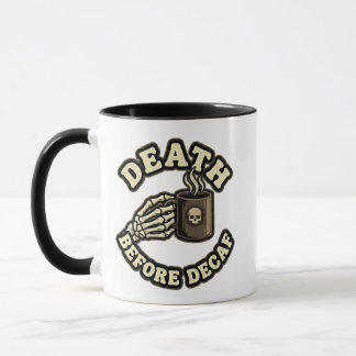 Caneca Morte Antes do Descafeinado | Crânio e Café Retrô