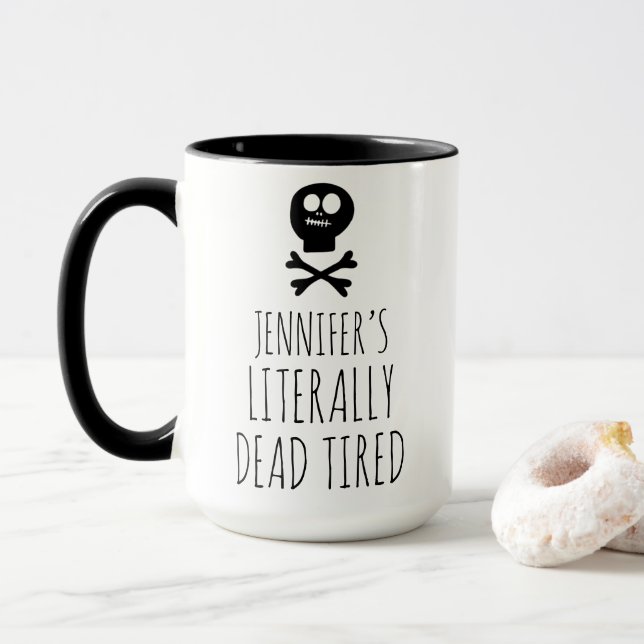 Caneca Morto Engraçado Coffee Lover Personalizado (Com Donut)