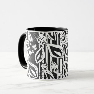 Caneca mosaico de decoração branco preto abstrato moderno