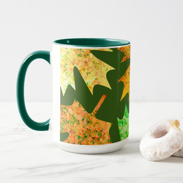 Caneca Mosaico de Folhas de Outono (Com Donut)