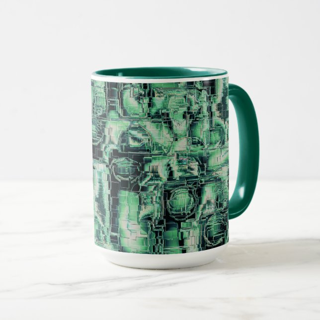 Caneca Mosaico de imagem de abstrato russo gravado em mat (Frente Esquerda)