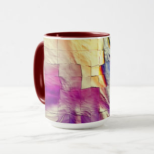 Caneca Mosaico de textura em amarelo-rosa e mole esculpid