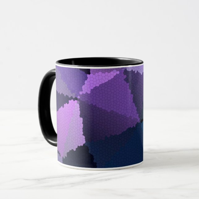 Caneca Mosaico em cores azul e rosa (Frente Esquerda)