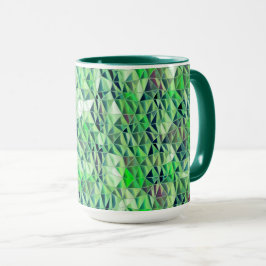 Caneca Mosaico em triângulos esverdeados com tons gradien