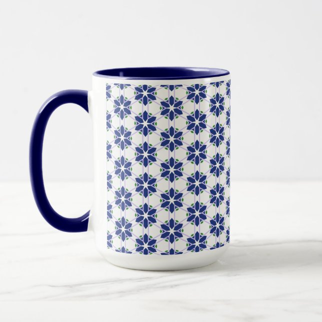 Caneca Mosaico Floral marinho Azul (Esquerda)