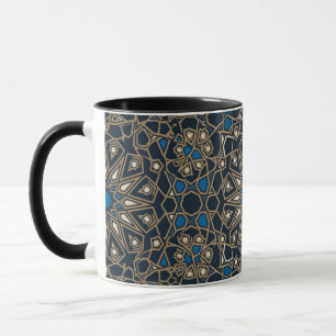 Caneca Mosaico Geométrico Islâmico Real Meia-Noite