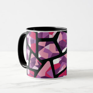 Caneca Mosaico Geométrico, Rosa Vibrante e Gemas Roxos