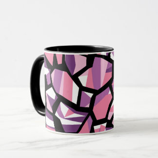 Caneca Mosaico Geométrico Vibrante em Rosa e Roxo