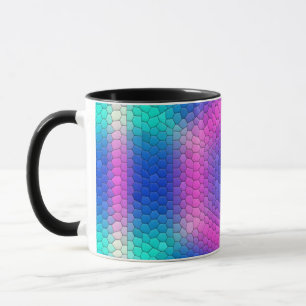 Caneca Mosaico Hexágono Rosa com Gradação Azul
