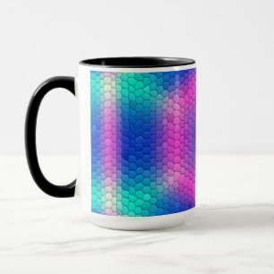 Caneca Mosaico Hexágono Rosa com Gradação Azul