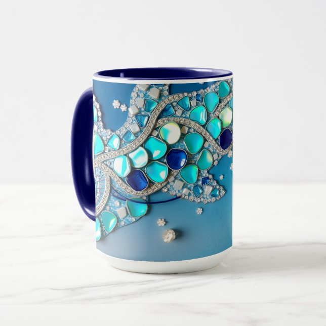 Caneca Mosaico Irisado Azul Escuro (Frente Esquerda)