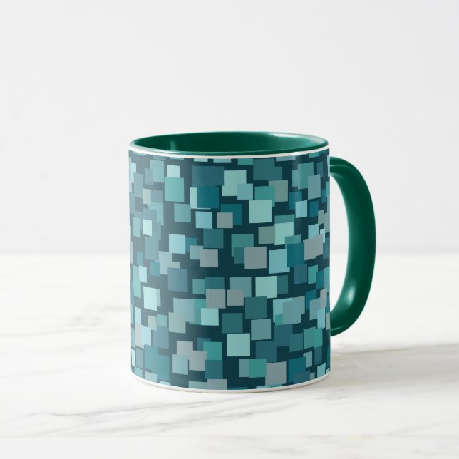 Caneca Mosaico Retro Azul (Frente Esquerda)