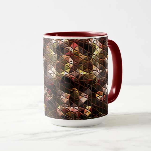 Caneca Mosaico triangular castanho com alivio leve (Frente Esquerda)