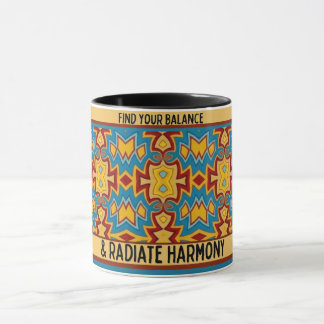Caneca Mosaico Turquesa, Amarelo e Vermelho