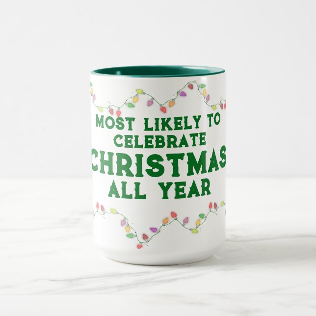 Caneca Most Likely To Celebrate Christmas (Centro)