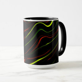 Caneca Mostra vestígios verdes e vermelhos longos e verme