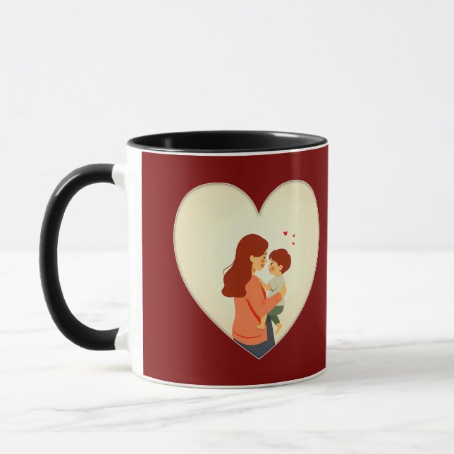 Caneca Mother and Child Love Illustration – Warm Family (Esquerda)