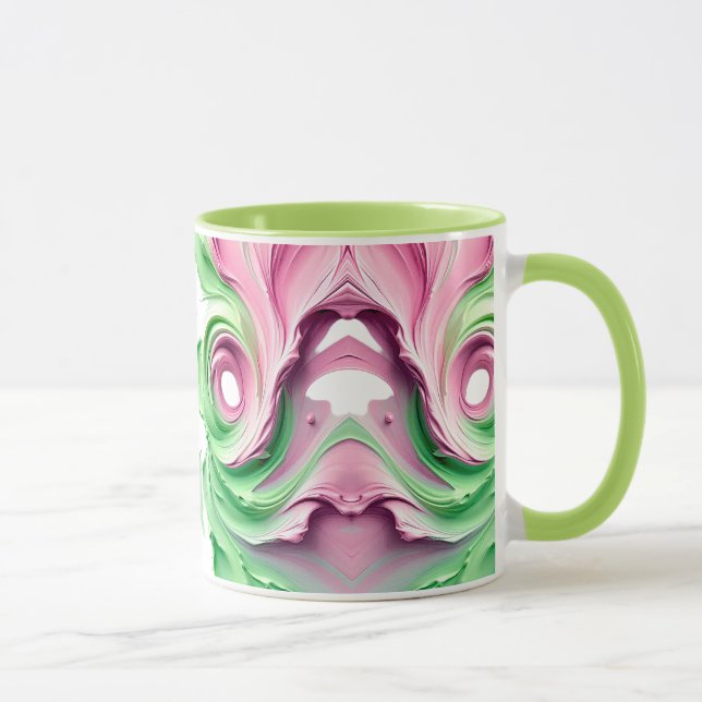 Caneca Motif Abstrait Symétrique aux Couleurs Pastel Vert (Direita)