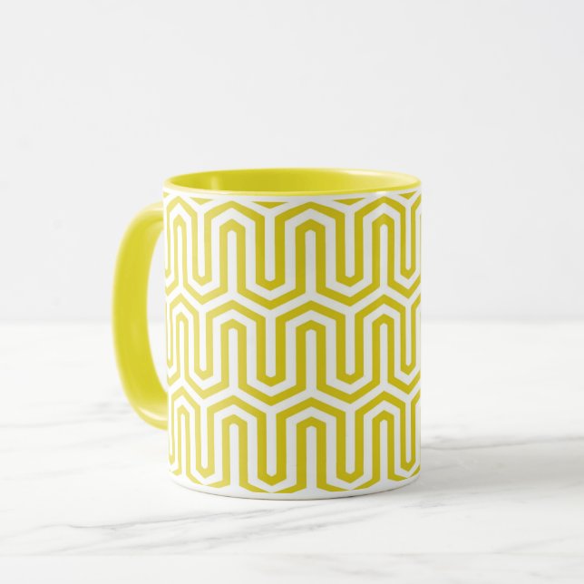 Caneca Motif deco egípcio - ouro mostarda e branco (Frente Esquerda)