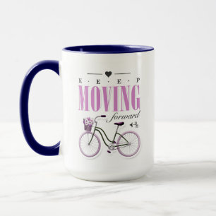 Caneca Motivação Cuta Continua a Avançar com Bicicleta