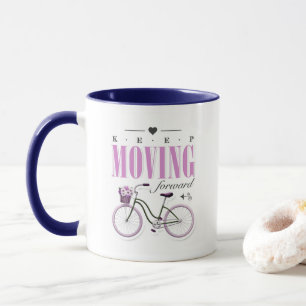 Caneca Motivação Cuta Continua a Avançar com Bicicleta