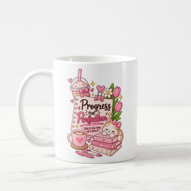 Caneca Motivacional Fofa de Café  (Esquerda)