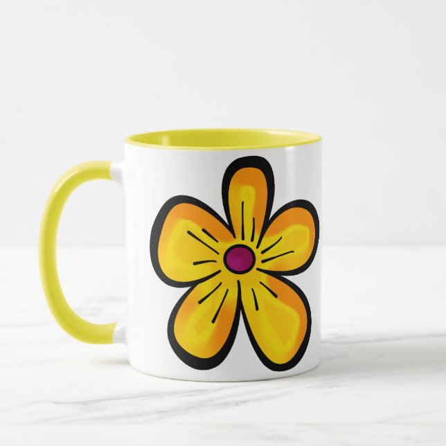 Caneca Motivo de flor amarela (Esquerda)