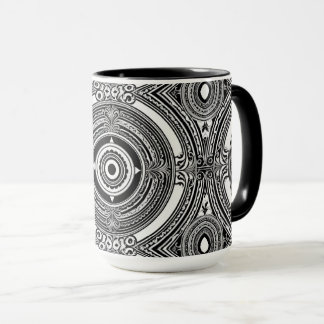 Caneca Motivo de Medalhão Preto e Branco