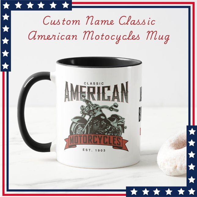 Caneca Motociclos americanos clássicos de nome personaliz (Criador carregado)