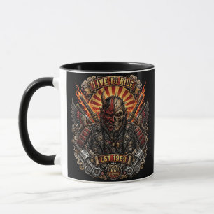 Caneca Motoqueiro Samurai Oni, Viva para Pedalar Est 1969