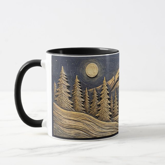 Caneca Mountain Forest Moonlight Mug - Nature's Engraved  (Esquerda)