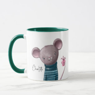 Caneca Mouse Bonito Com Nome Personalizado De Presente