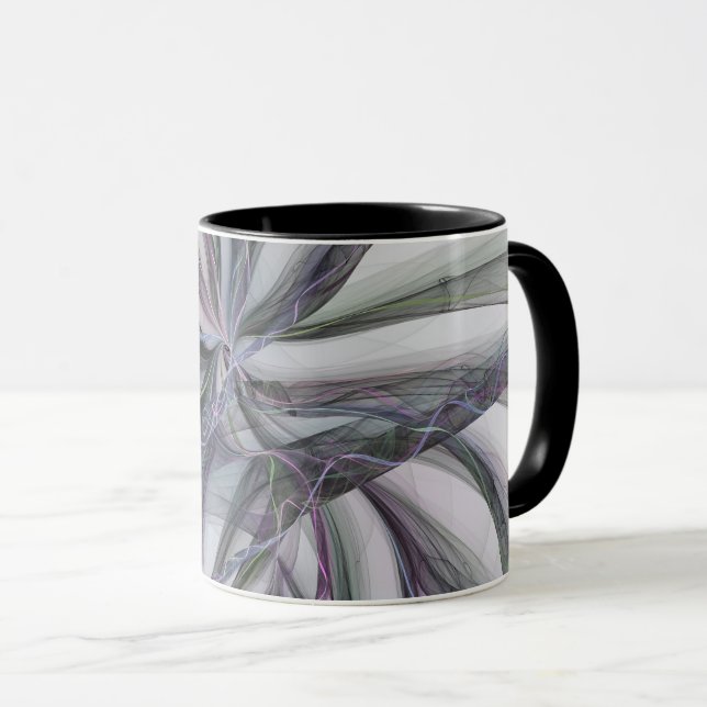 Caneca Movimentos Filigrana Moderno Abstrato Fractal Pend (Frente Esquerda)