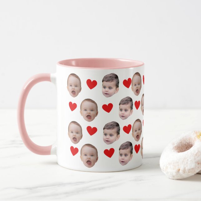 Caneca Mudança de foto personalizada do rosto do bebê | A (Com Donut)