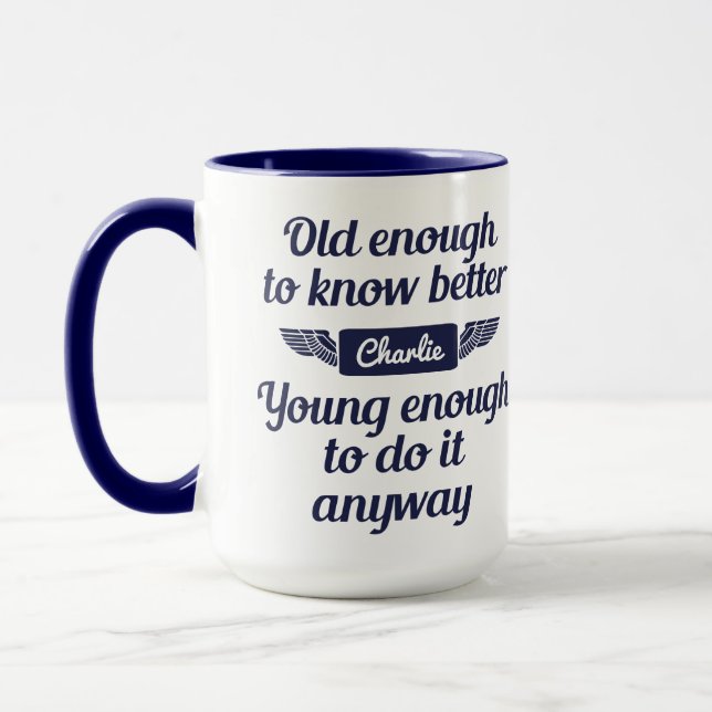 Caneca Mudanças de nome personalizado "Antigo & Jovem" (Esquerda)