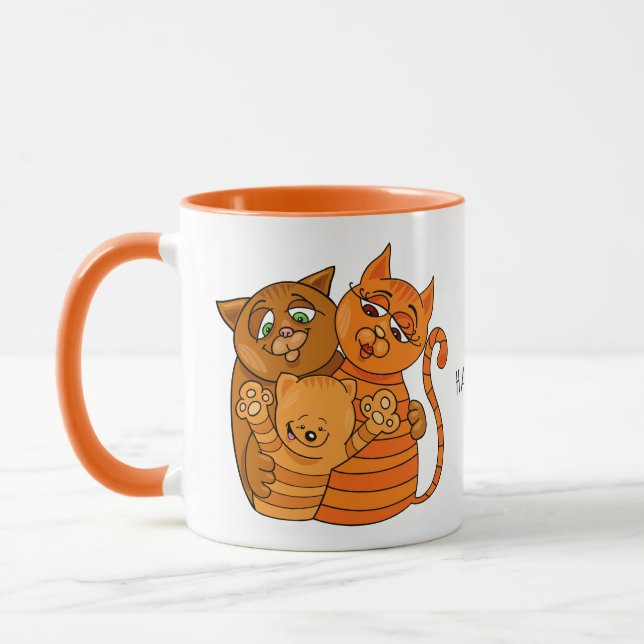 Caneca Mudanças de nome personalizado da Família de Gatos (Esquerda)