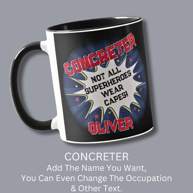 Caneca Mudar Nome Texto, CONCRETER, Nem Todos os Super-He (Criador carregado)