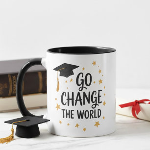 Caneca Mude o Mundo Citação de Conclusão Design