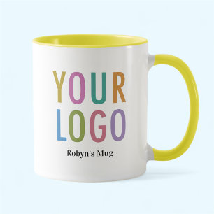 Caneca Mug Amarelo de Duas Pontas com Nome Logotipo de Em