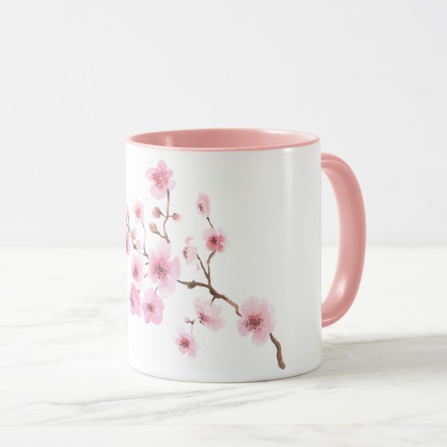 Caneca Mug aquarelle Fleurs de Cerisiers (Frente Esquerda)