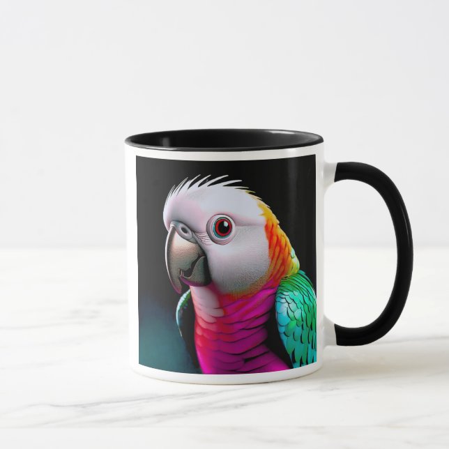 Caneca Mug avec perroquet aux belles couleurs satinées. (Direita)