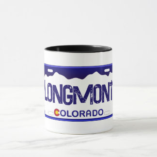 Caneca Mug azul de matrícula do Longmont Colorado