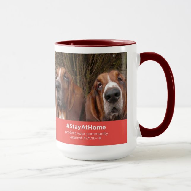 Caneca Mug Basset Hounds Fica Em Casa (Direita)