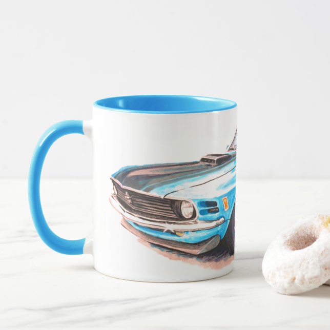 Caneca Mug Blue Mustang 1970 (Com Donut)