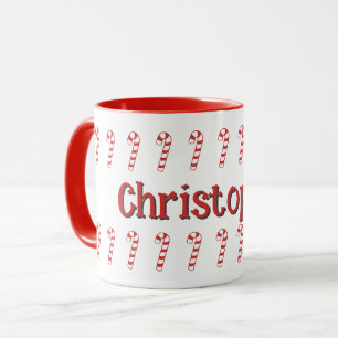 Caneca Mug - Canas Vermelhas de Doces com Nome