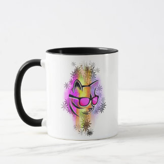 Caneca Mug chat couleurs lunettes de soleil