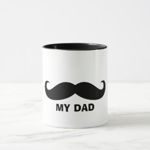 Caneca Mug Clássico de bigode - pai Design preto e branco