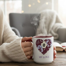 Caneca Mug Cœur de Violettes Edition  "MY LOVE"